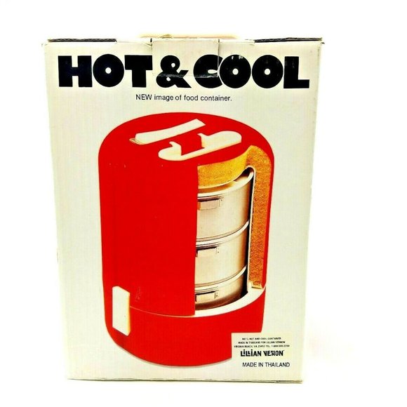 Vintage LILLIAN VERNON Hot & Cool 3 Metal Cooking Lunchbox Picnic Travel Kit